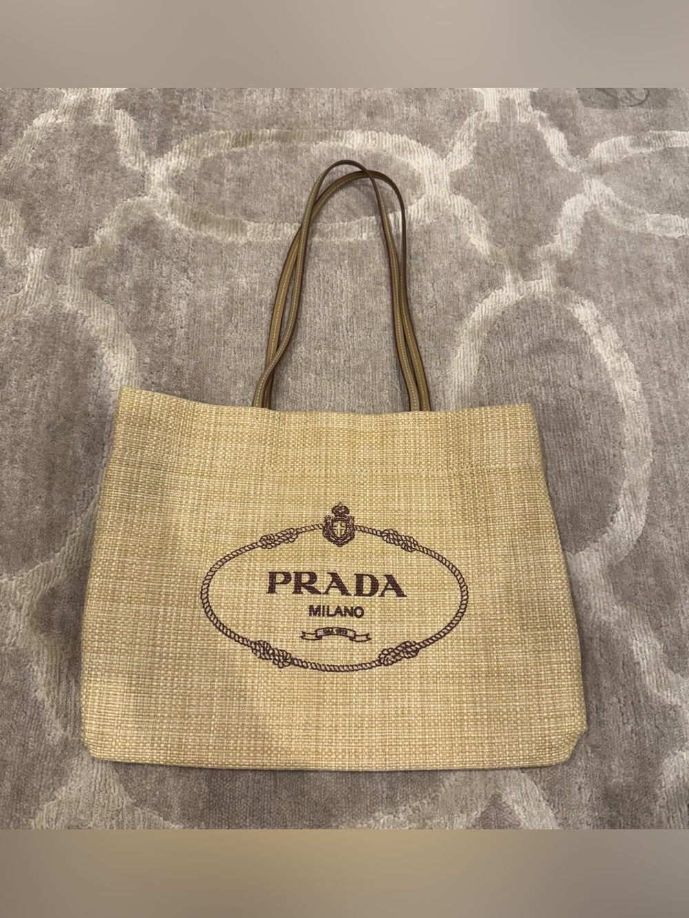 Prada Raffia Tote Bag